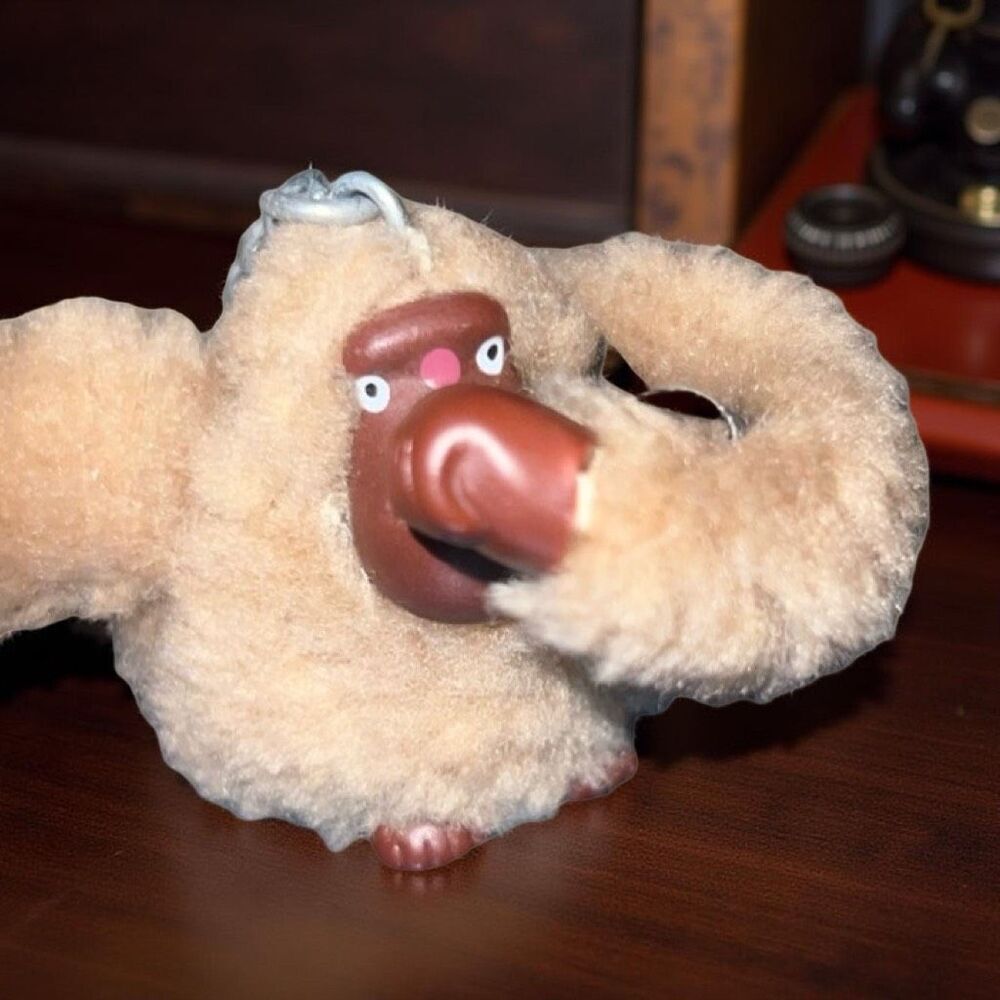 Vintage Kipling “Jake” Tan Fuzzy Gorilla Keychain B17